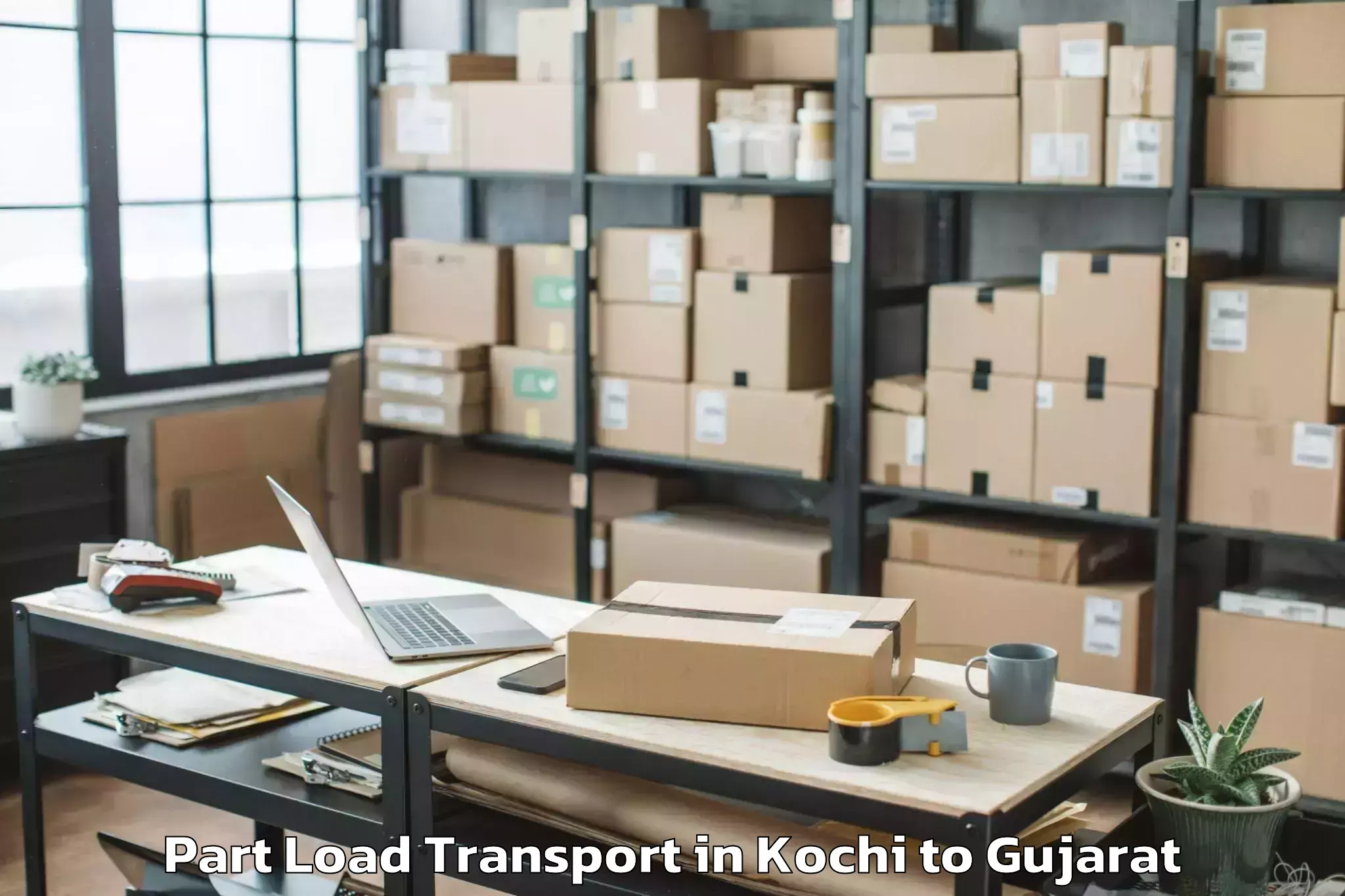 Book Kochi to Gusar Part Load Transport Online